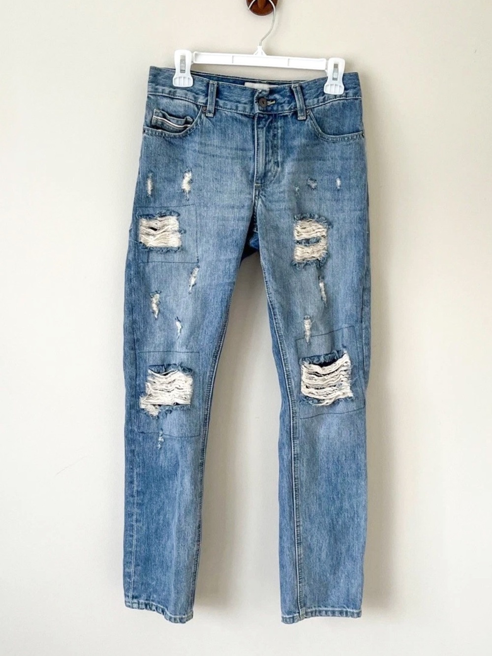SUN + STONE Heavily Distressed Straight Leg Jeans Mid Rise 90s Classic Men’s 29